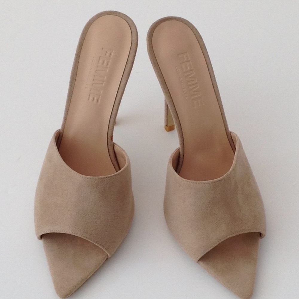 🍃🌹FEMME - Los Angeles 'Latte' Suede Stilettos - Picture 2 of 7